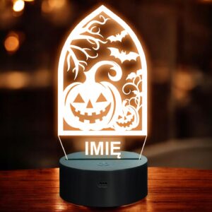 Lampka Nocna LED Imię Statuetka Halloween Ramka Dynie na Prezent Grawer