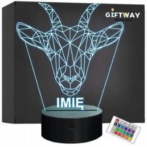 Lampka Nocna LED 3D Z Imieniem Grawer Koza Goat na Prezent Personalizowana