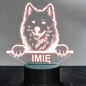 Lampka Nocna LED Samoyed Rasa Psa z Imieniem na Prezent