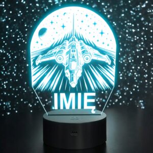 Lampka Nocna LED Imię Statek Kosmiczny na Prezent Grawer v.1