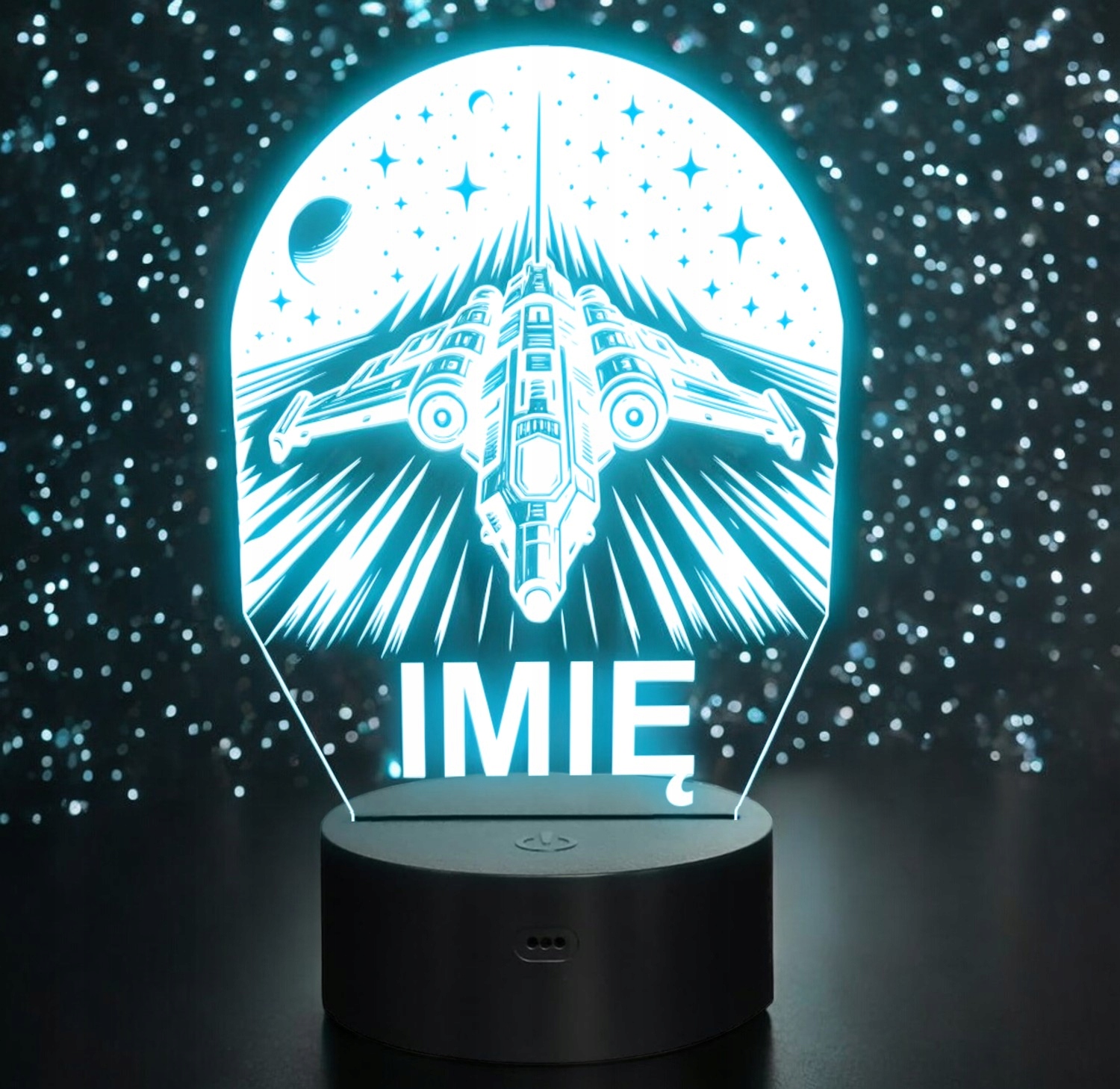 Lampka Nocna LED Imię Statek Kosmiczny na Prezent Grawer v.1 Lampka Nocna LED Imię Statek Kosmiczny na Prezent Grawer v.1
