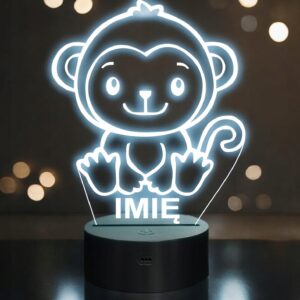 Lampka Nocna LED Z Imieniem Słodka Małpa Małpka dla Dzieci na Prezent