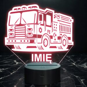 Lampka Nocna LED Imię Statuetka Wóz Straż Pożarna na Prezent Grawer v.2