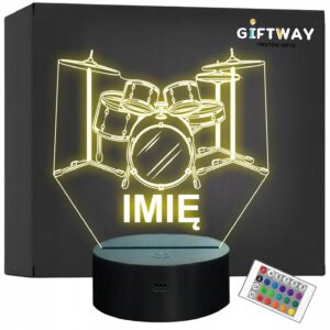 Lampka Nocna LED Imię Statuetka Perkusja na Prezent Grawer