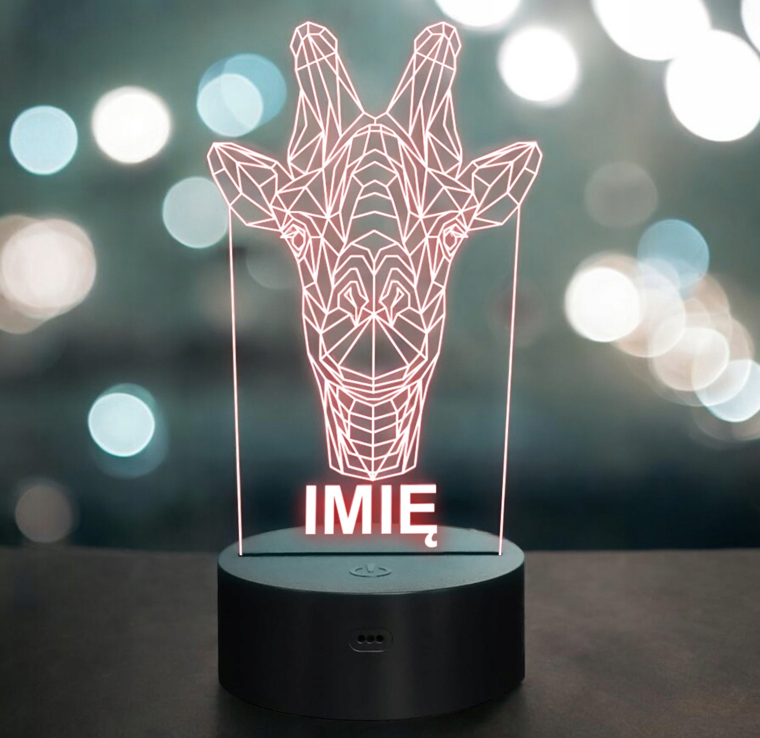 Lampka Nocna LED 3D Z Imieniem Grawer Żyrafa Geo Personalizowana na Prezent Lampka Nocna LED 3D Z Imieniem Grawer Żyrafa Geo Personalizowana na Prezent
