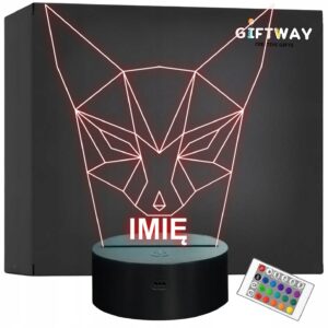 Lampka Nocna LED 3D Z Imieniem Grawer Lis Lisek na Prezent Personalizowana