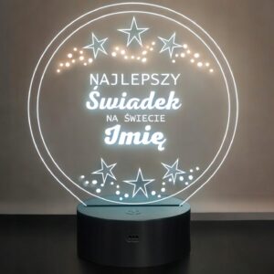 Lampka Nocna LED Prezent dla Świadka Pamiątka Podziękowania Grawer