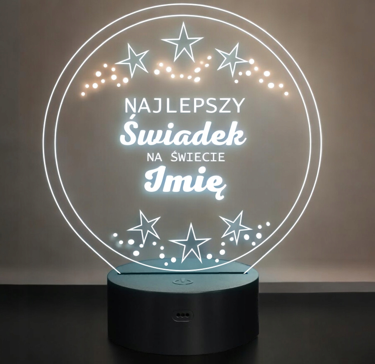 Lampka Nocna LED Prezent dla Świadka Pamiątka Podziękowania Grawer Lampka Nocna LED Prezent dla Świadka Pamiątka Podziękowania Grawer