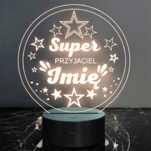 Lampka Nocna LED Statuetka Super Przyjaciel na Prezent Grawer