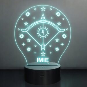 Lampka Nocna Strzelec LED Znak Zodiaku Horoskop z Imieniem Prezent Grawer
