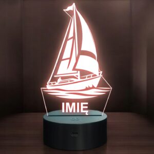 Lampka Nocna LED Statuetka Żeglowanie Żagiel Łódź Prezent Grawer