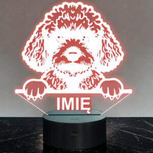 Lampka Nocna LED Pudel Rasa Psa z Imieniem na Prezent v.2