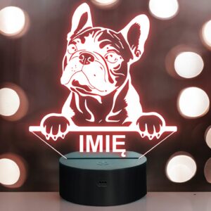 Lampka Nocna LED Buldog francuski Rasa Psa z Imieniem na Prezent v.2