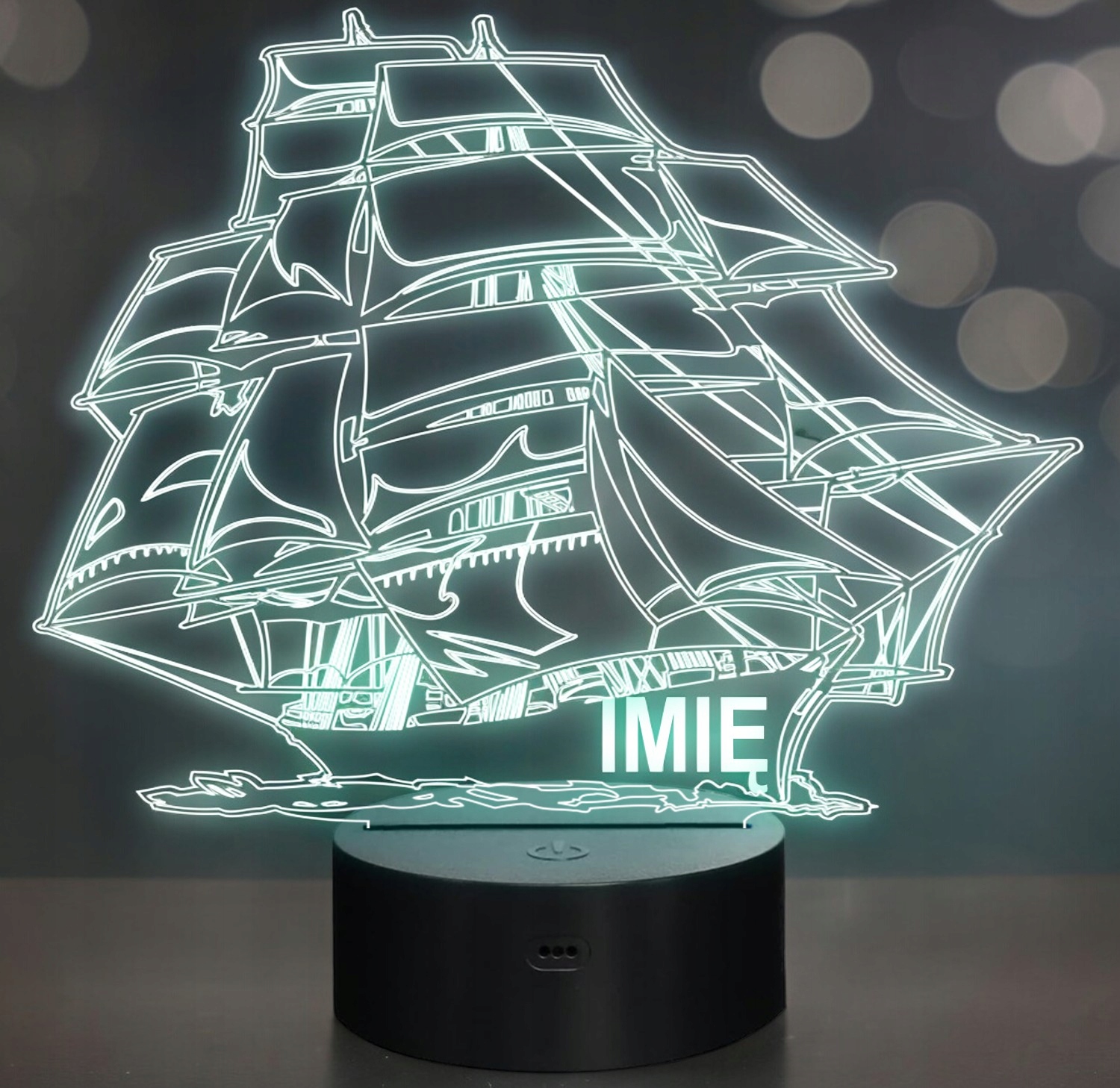 Lampka Nocna LED Statek Okręt z Imieniem Grawer na Prezent Lampka Nocna LED Statek Okręt z Imieniem Grawer na Prezent