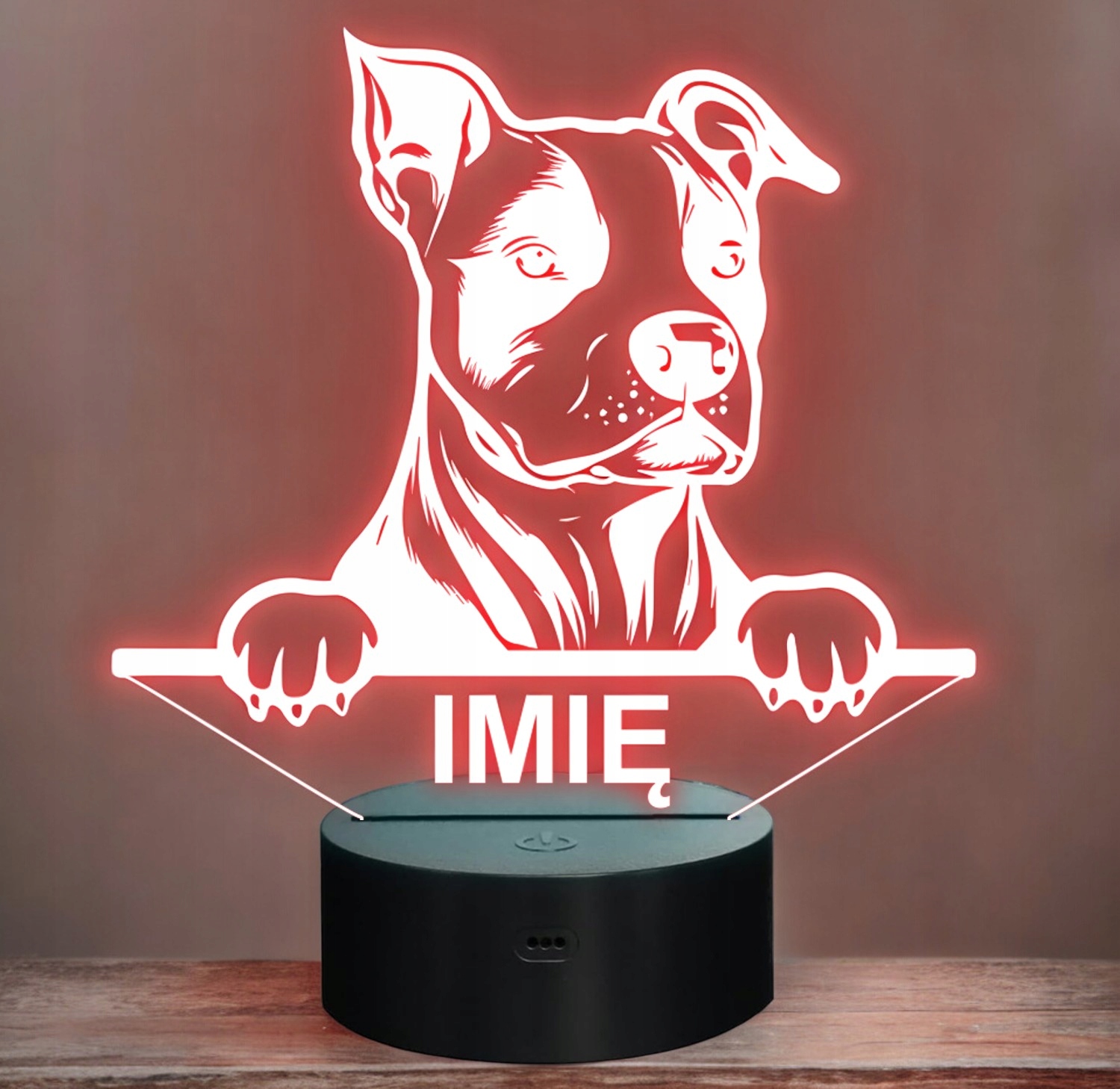Lampka Nocna LED Pies Amstaff Rasa z Imieniem Prezent Grawer v.2 Lampka Nocna LED Pies Amstaff Rasa z Imieniem Prezent Grawer v.2