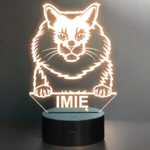 Lampka Nocna LED Maine Coon Rasa Kota z Imieniem na Prezent
