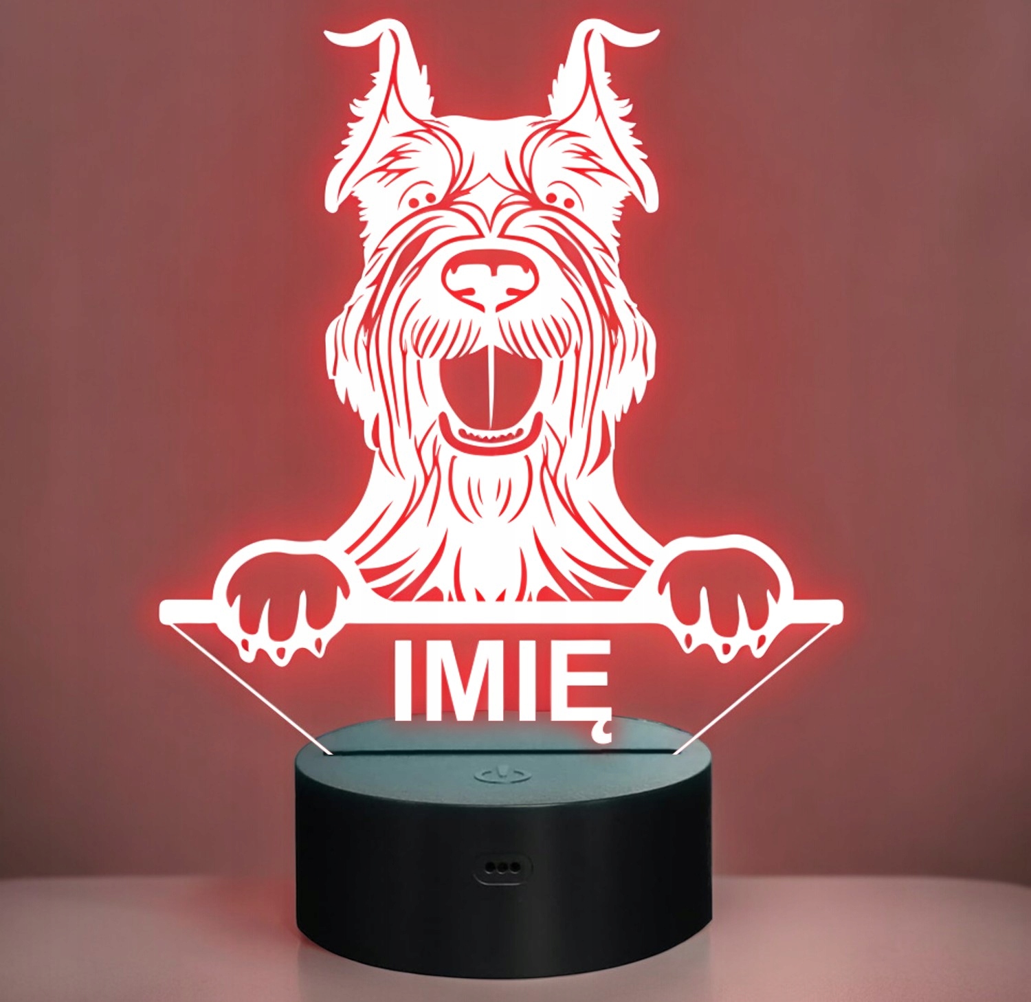 Lampka Nocna LED Sznaucer Olbrzym Rasa Psa z Imieniem na Prezent Lampka Nocna LED Sznaucer Olbrzym Rasa Psa z Imieniem na Prezent