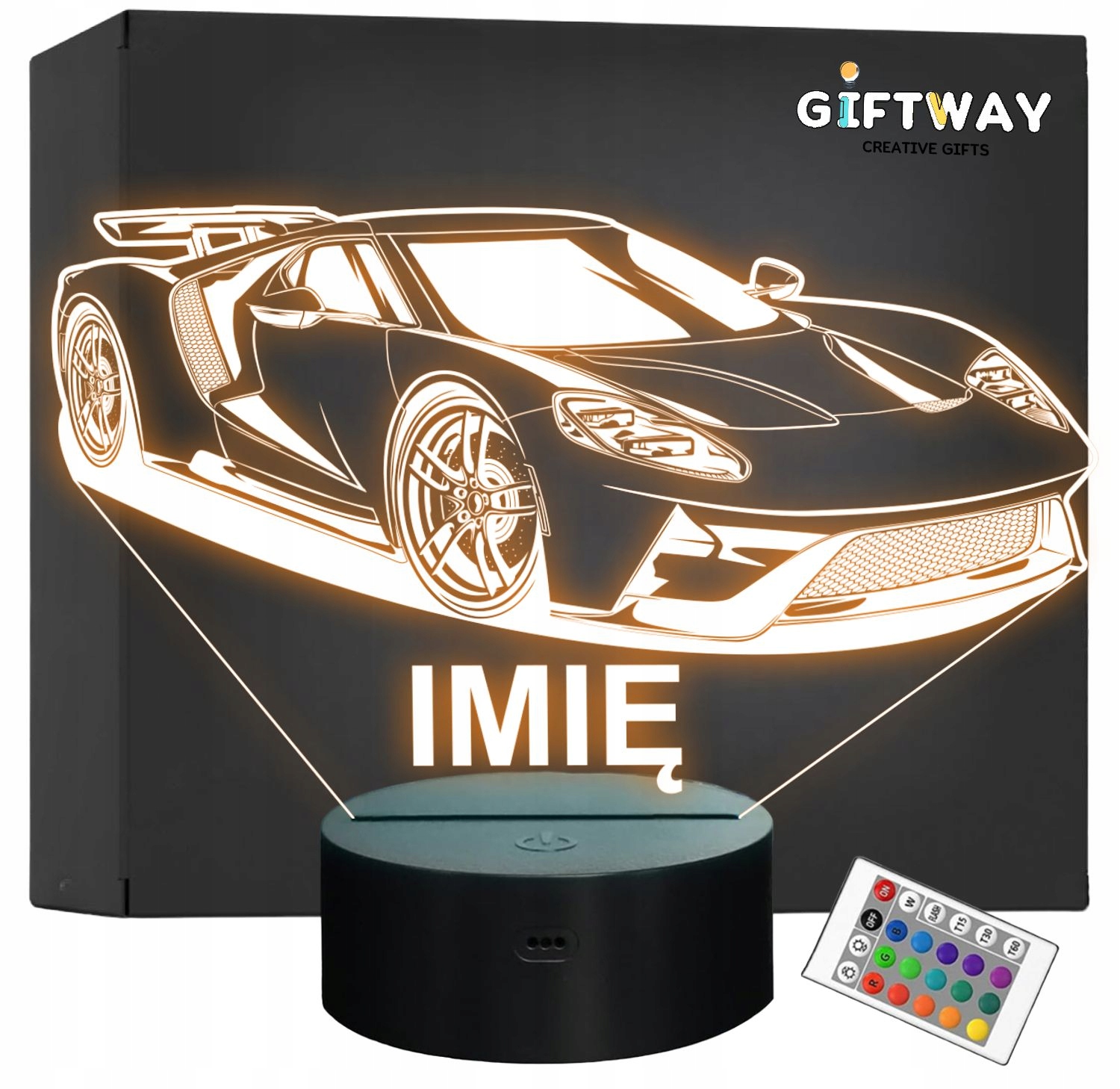 Lampka Nocna LED Imię Statuetka Samochód Auto Sportowe Prezent Grawer v.2 Lampka Nocna LED Imię Statuetka Samochód Auto Sportowe Prezent Grawer v.2