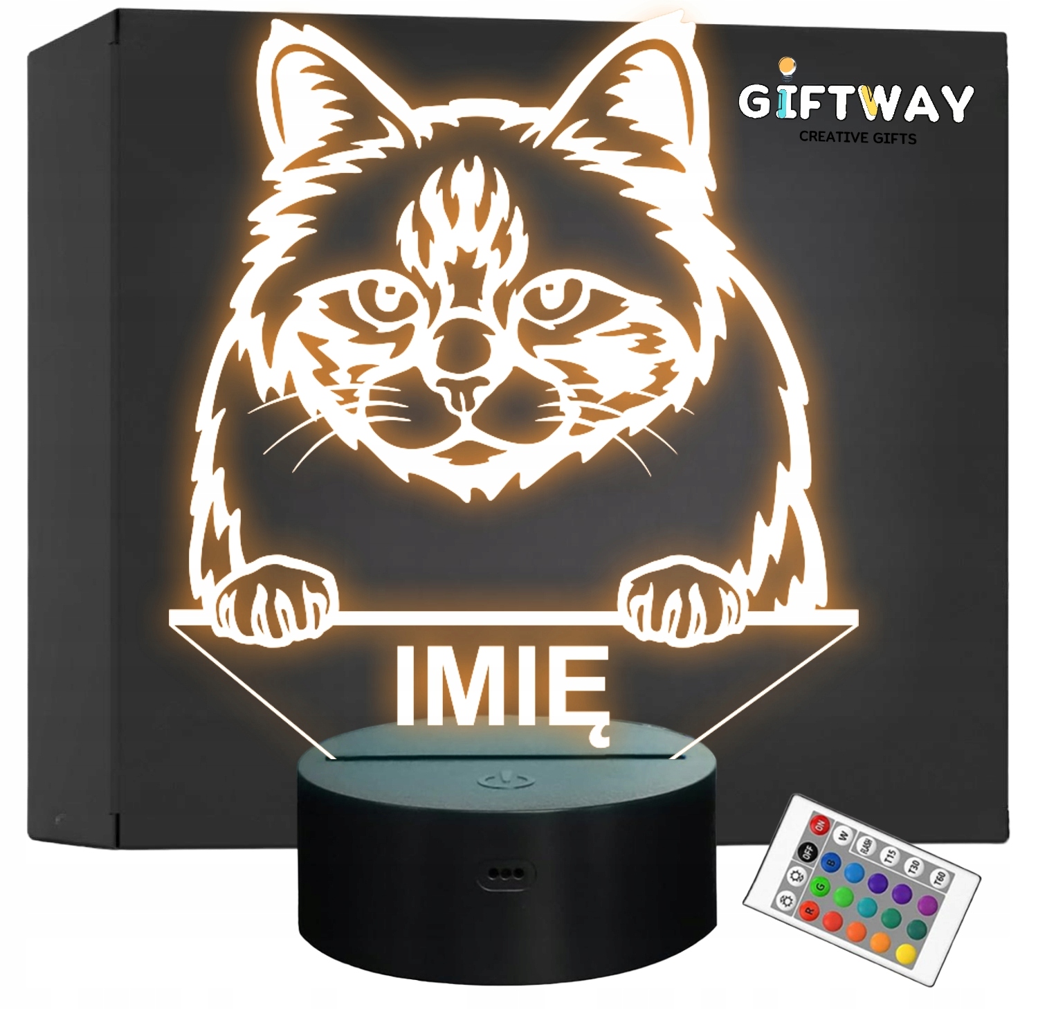 Lampka Nocna LED Birman Rasa Kota z Imieniem na Prezent Lampka Nocna LED Birman Rasa Kota z Imieniem na Prezent