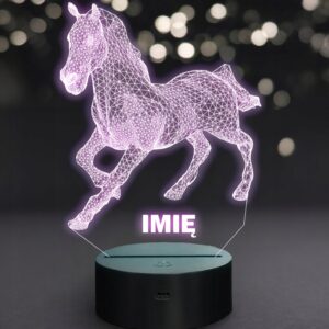 Lampka Nocna LED Koń 3D Iluzja Z Imieniem Personalizowana dla Dziecka
