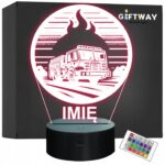 Lampka Nocna LED Imię Statuetka Wóz Straż Pożarna na Prezent Grawer v.5