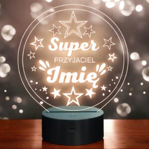Lampka Nocna LED Statuetka Super Przyjaciel na Prezent Grawer