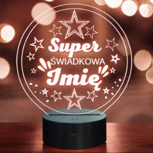 Lampka Nocna LED Statuetka Super Świadkowa Ślub Wesele na Prezent Grawer