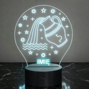 Lampka Nocna Wodnik LED Znak Zodiaku Horoskop z Imieniem Prezent Grawer