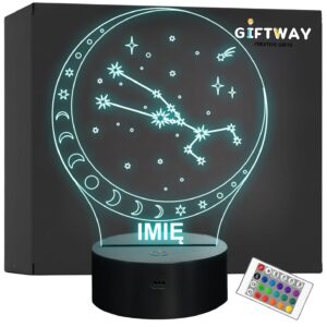Lampka Nocna LED Byk Znak Zodiaku Horoskop z Imieniem Prezent Grawer