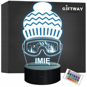 Lampka Nocna LED Statuetka Okulary Sporty Zimowe Czapka na Prezent Grawer