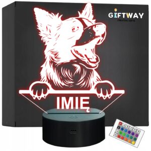 Lampka Nocna LED Border Collie Rasa z Imieniem na Prezent v.1