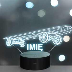 Lampka Nocna LED Z Imieniem Grawer Geometryczny Deskorolka Deska