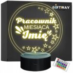 Lampka Nocna LED Statuetka Super Pracownik Miesiąca Praca na Prezent Grawer