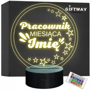Lampka Nocna LED Statuetka Super Pracownik Miesiąca Praca na Prezent Grawer
