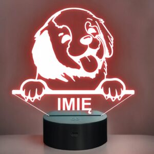 Lampka Nocna LED Golden Retriever Rasa Psa z Imieniem na Prezent v.1