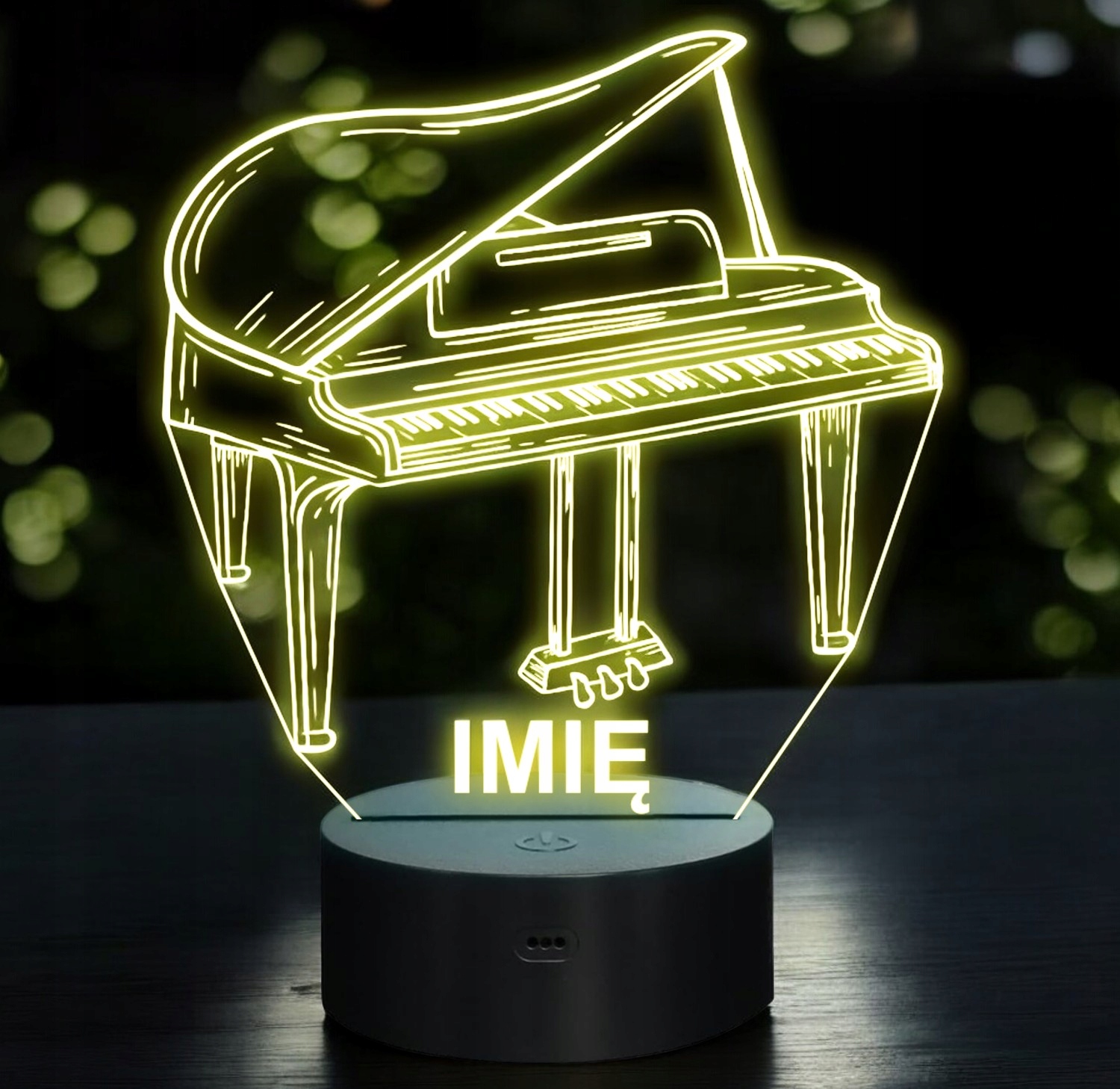 Lampka Nocna LED Imię Statuetka Fortepian Instrument na Prezent Grawer Lampka Nocna LED Imię Statuetka Fortepian Instrument na Prezent Grawer