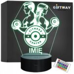 Lampka Nocna LED Imię Kulturyści Siłownia Sport Hantle na Prezent Grawer