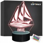 Lampka Nocna LED Statuetka Żeglowanie Żagiel Łódka na Prezent Grawer