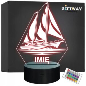 Lampka Nocna LED Statuetka Żeglowanie Żagiel Łódka na Prezent Grawer