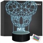 Lampka Nocna LED 3D Z Imieniem Grawer Miś Koala na Prezent Personalizowana
