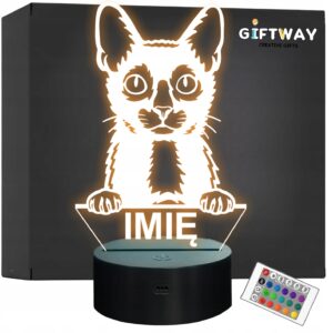 Lampka Nocna LED Lyoki Rasa Kota z Imieniem na Prezent