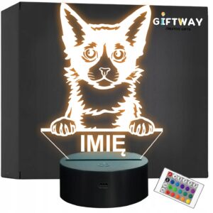 Lampka Nocna LED LaPerm Rasa Kota z Imieniem na Prezent