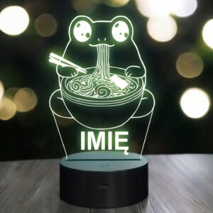 Lampka Nocna LED Imię Słodka Żabka Jedząca Ramen Anime Prezent Grawer
