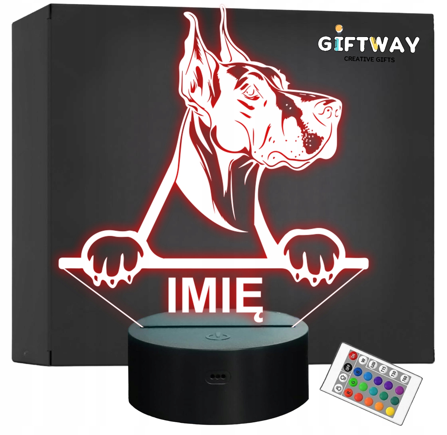 Lampka Nocna LED wielki Duńczyk Rasa Psa z Imieniem na Prezent Lampka Nocna LED wielki Duńczyk Rasa Psa z Imieniem na Prezent