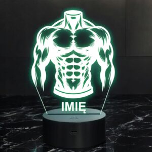 Lampka Nocna LED Imię Sylwetka Kulturysta Siłownia Prezent Grawer v.2