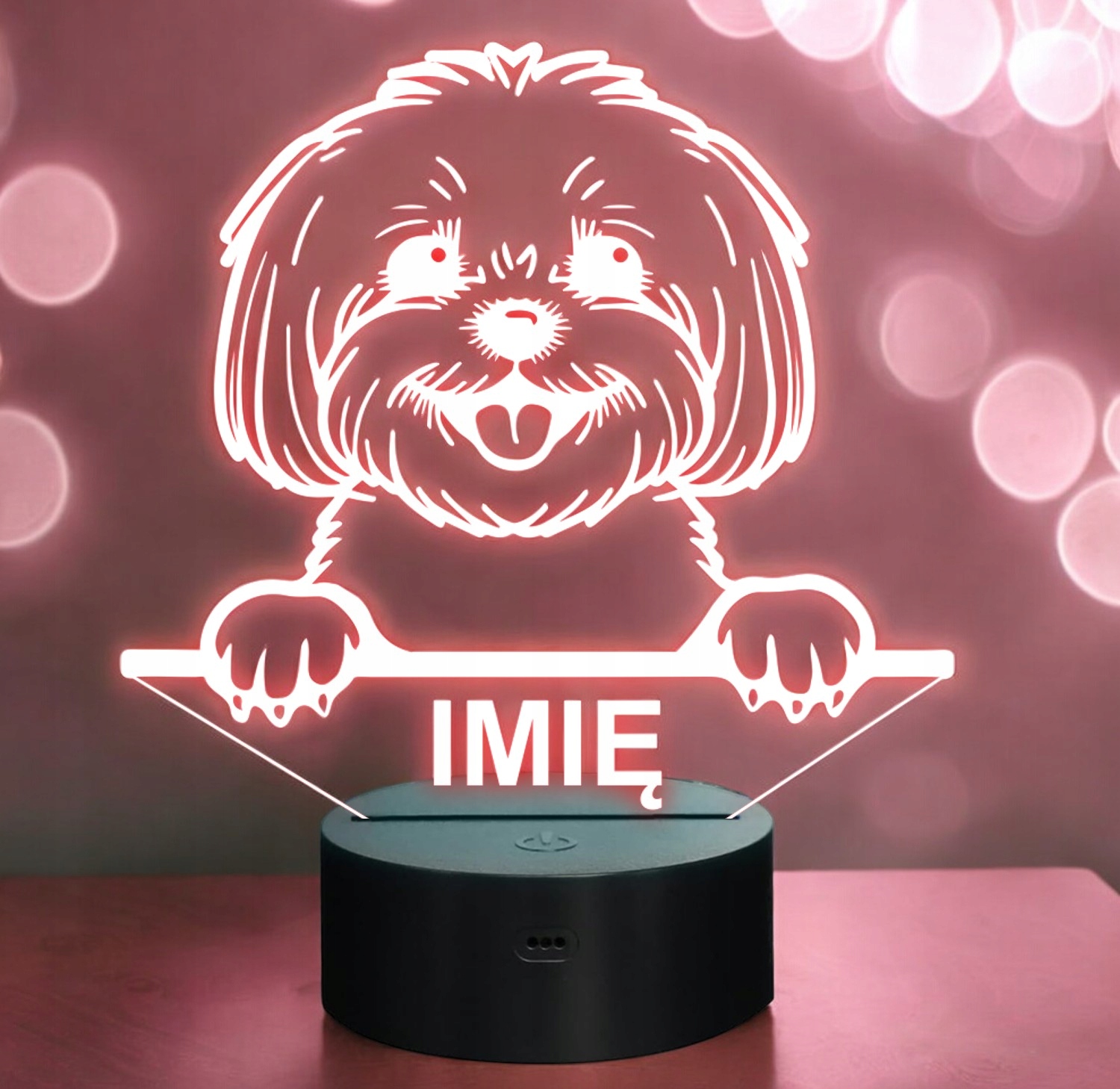 Lampka Nocna LED Bichon Frise Biszon Rasa z Imieniem na Prezent Lampka Nocna LED Bichon Frise Biszon Rasa z Imieniem na Prezent
