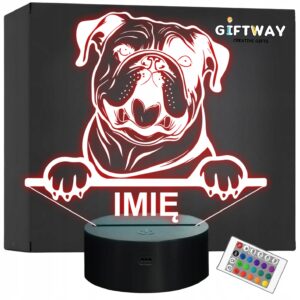 Lampka Nocna LED Buldog angielski Rasa Psa z Imieniem na Prezent