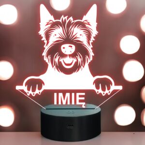 Lampka Nocna LED West highland terrier Rasa Psa z Imieniem na Prezent