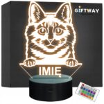 Lampka Nocna LED Kurilian Bobtail Rasa Kota z Imieniem na Prezent