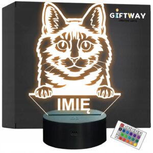 Lampka Nocna LED Kurilian Bobtail Rasa Kota z Imieniem na Prezent